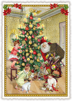 Edition Tausendschön "Der Weihnachtsmann bringt Geschenke" Postkarte  PK1044 Größe: 10,5x15 cm
